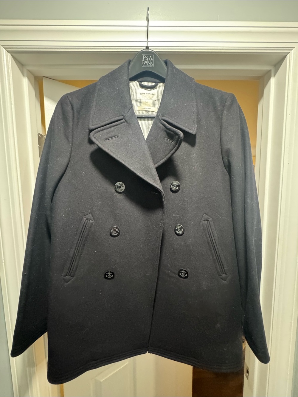 Classic Men's Navy Wool Pea Coat